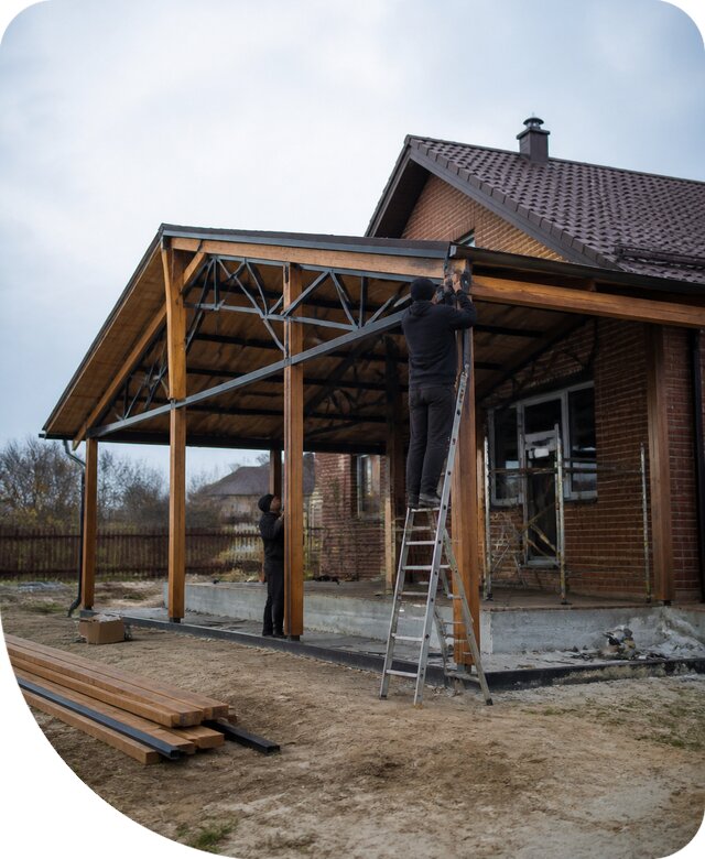 Пристройка навеса к дому и участку в Пушкине под ключ