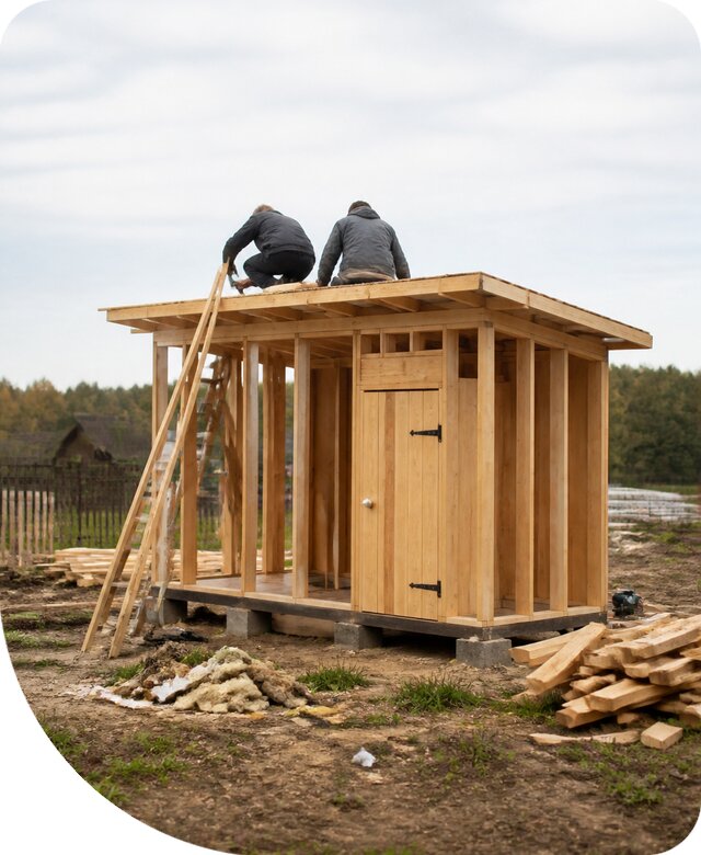 Строительство хозблока с туалетом под ключ в Пушкине